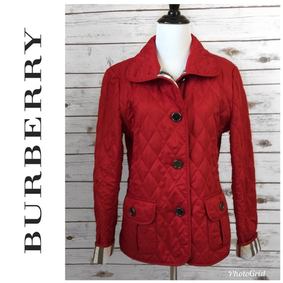 Burberry Jackets & Blazers - Burberry | Authentic Red Quilted Jacket Size S